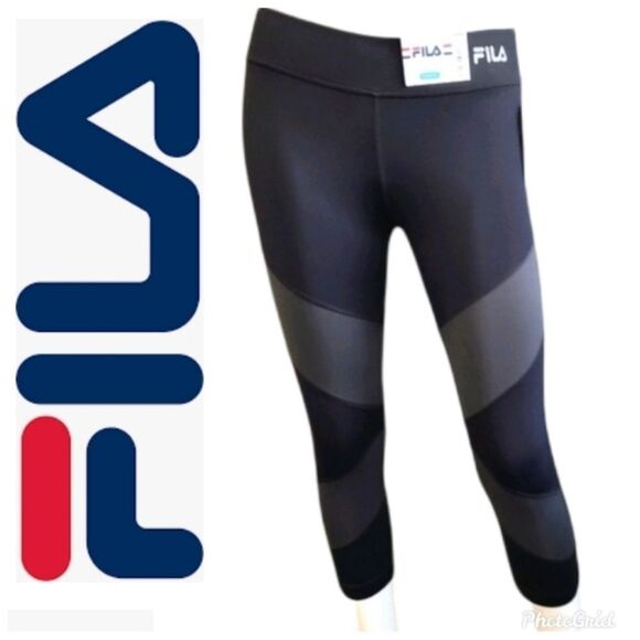 Fila Pants - FILA Athletic Leggings Womens Size XS NEW TAGS Black Gray Colorblock
